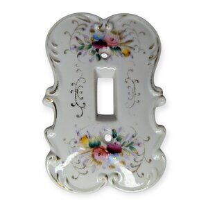 Vintage Original Arnart Creation Hand Painted Floral Ceramic Light Switch Plate